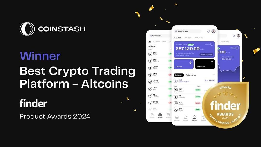 Coinstash wins Best for Altcoins in Finder's 2024 Crypto Trading Awards.